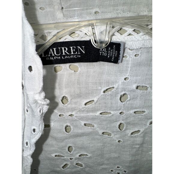 Lauren Ralph Lauren Lace Eyelet Embroidered Open Jacket Cardigan XXL White - Picture 3 of 4